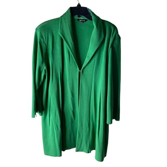 Misook Oversized Cardigan Tunic Women's XL Long Sleeves Hook & Eye Knitted Green - Picture 1 of 7